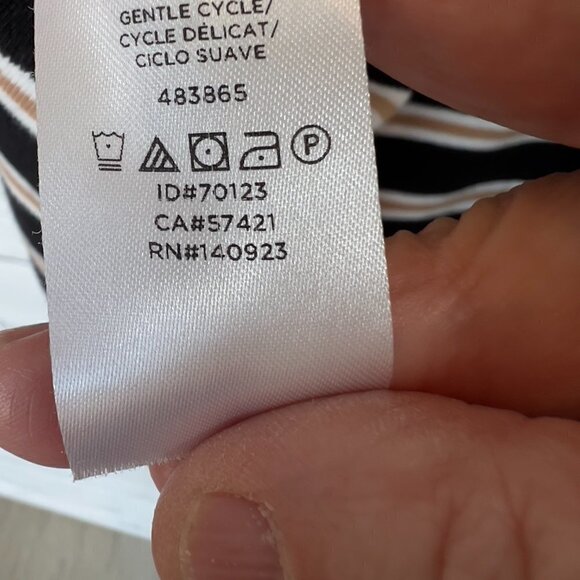 Lou & Grey Dress Womens Size XS Black, Brown and White Cotton Striped Shift Cozy - Picture 8 of 13